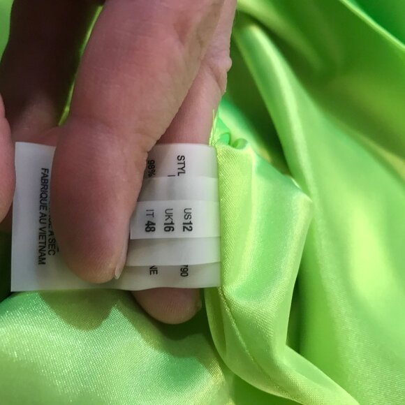 Tahari Bright Neon Dress EUC Woman's 12 Green Orange Colorblock Floral Print Fun - Picture 13 of 13